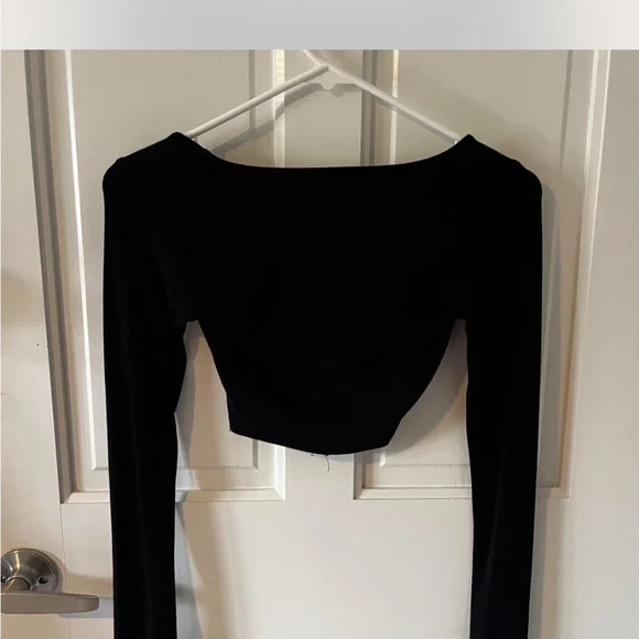 Garage Black Long Sleeve Crop Top - Picture 2 of 3